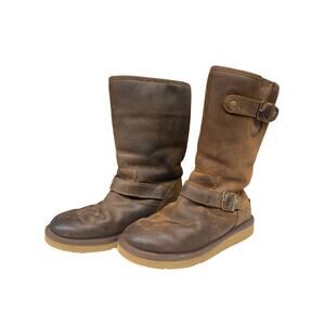 UGG Brown Distressed Buckle Boots 7